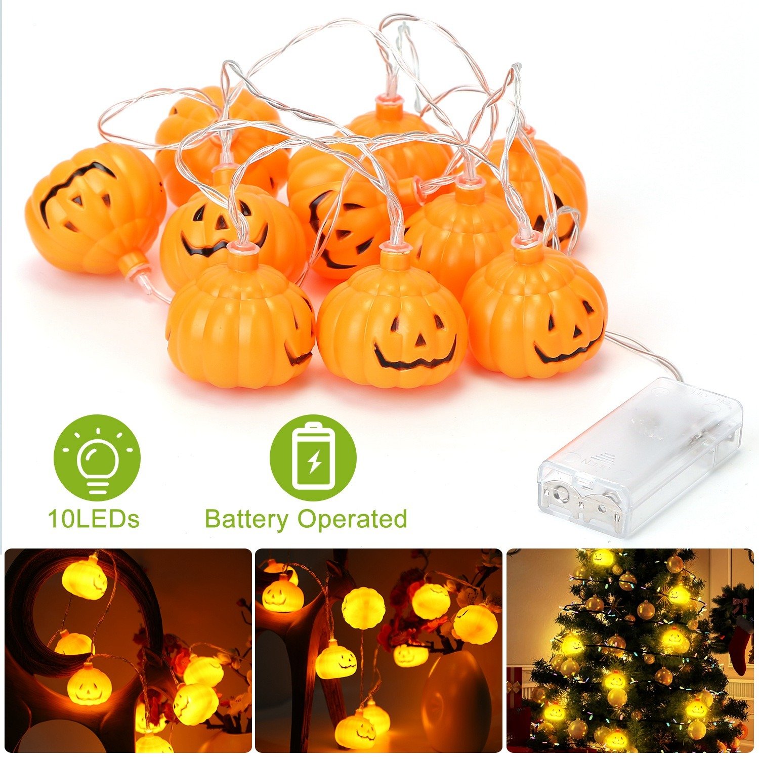 Halloween String Lights 59IN Total Length Pumpkin LED Lamps Halloween String Lights 59IN Total Length Pumpkin LED Lamps