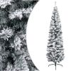 Slim Artificial Christmas Tree with Flocked Snow Green 6 ft PVC