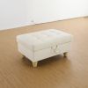 White Faux Leather Storage Ottoman Living Room Sofa