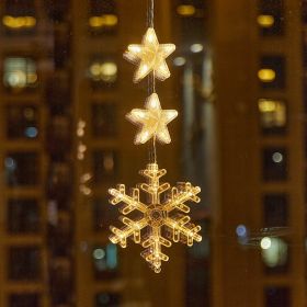 Christmas Atmosphere Layout Sucker Lamp Window Creative Decoration (Option: Snowflake Warm Color)