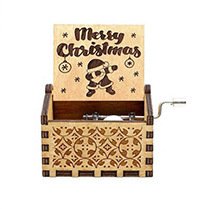 Wooden Hand-cranked Music Box Merry Christmas Music Ornaments Wooden Hand-cranked Music Box Merry Christmas Music Ornaments