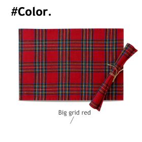 Christmas Series New Year Cloth Plaid Table Flag Insulation Pad (Option: Big grid red-30x45cm)