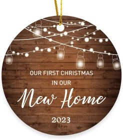 2023 Christmas Round Wooden Plaque Hanging Decoration Cross-border Christmas Hanging Decoration Souvenir (Option: Doublesided2)